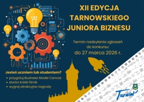 Plakat Tarnowskiego Juniora Biznesu ze szczegółami akcji